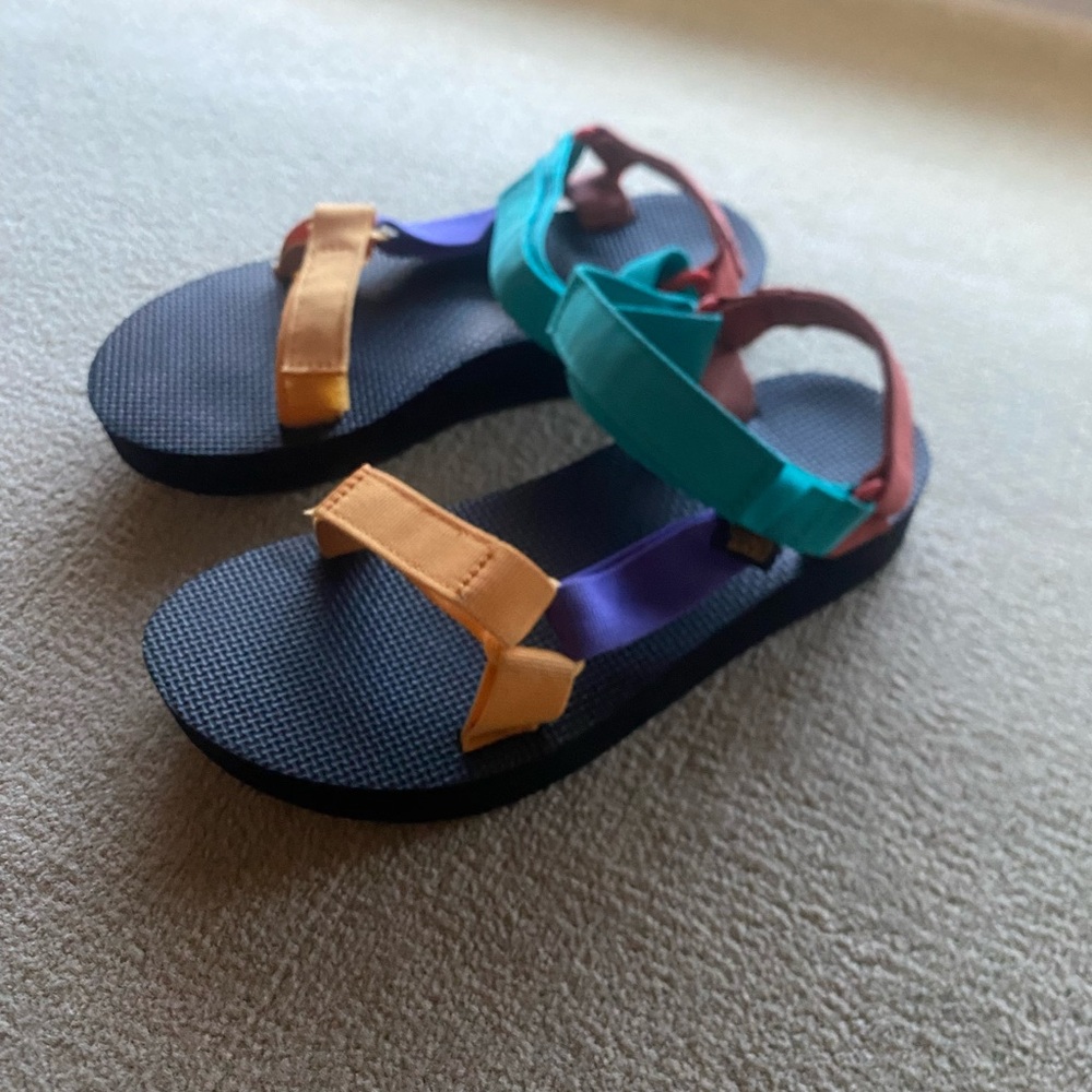 Teva Orange and Blue Sandals with Crisscross Straps